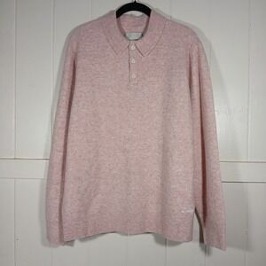 KITH Mens Boucle Harmon Rugby Wool Blend Polo Sweater Pink KHM031918 Medium